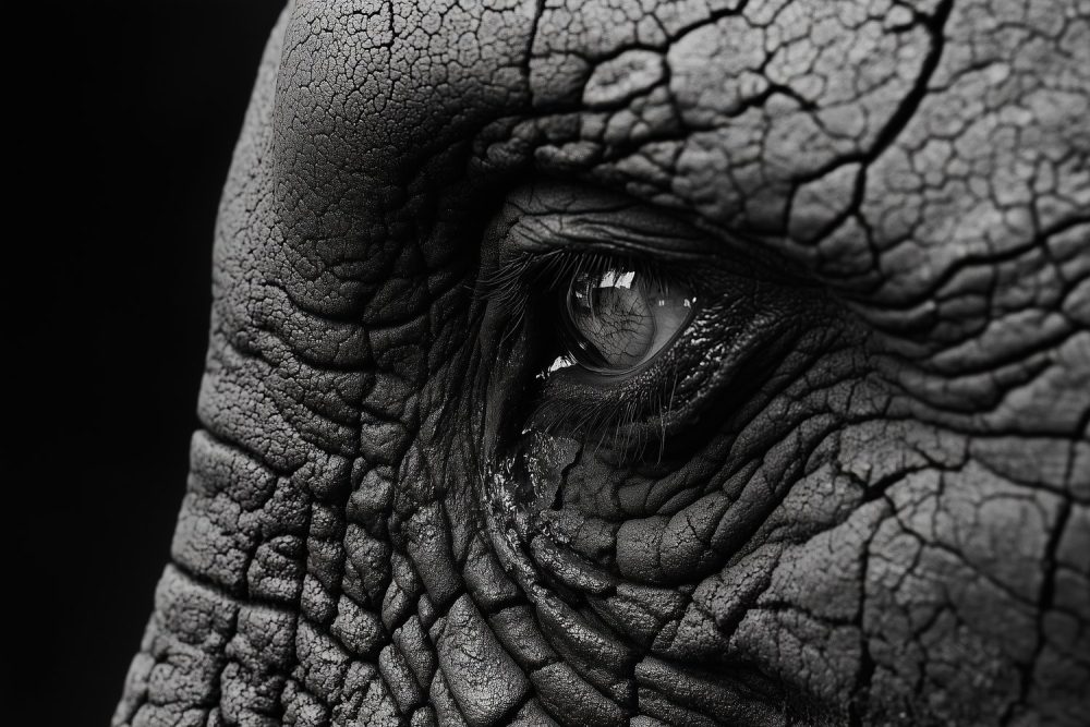 Indringend olifanten-oog detail behang