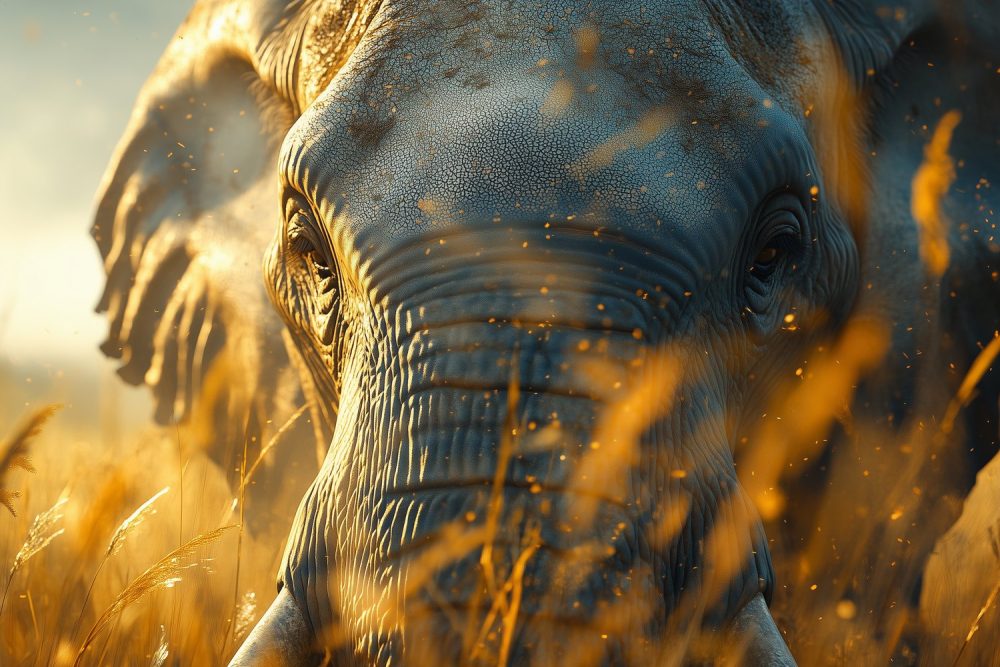 Majestueuze olifant in zonlicht behang