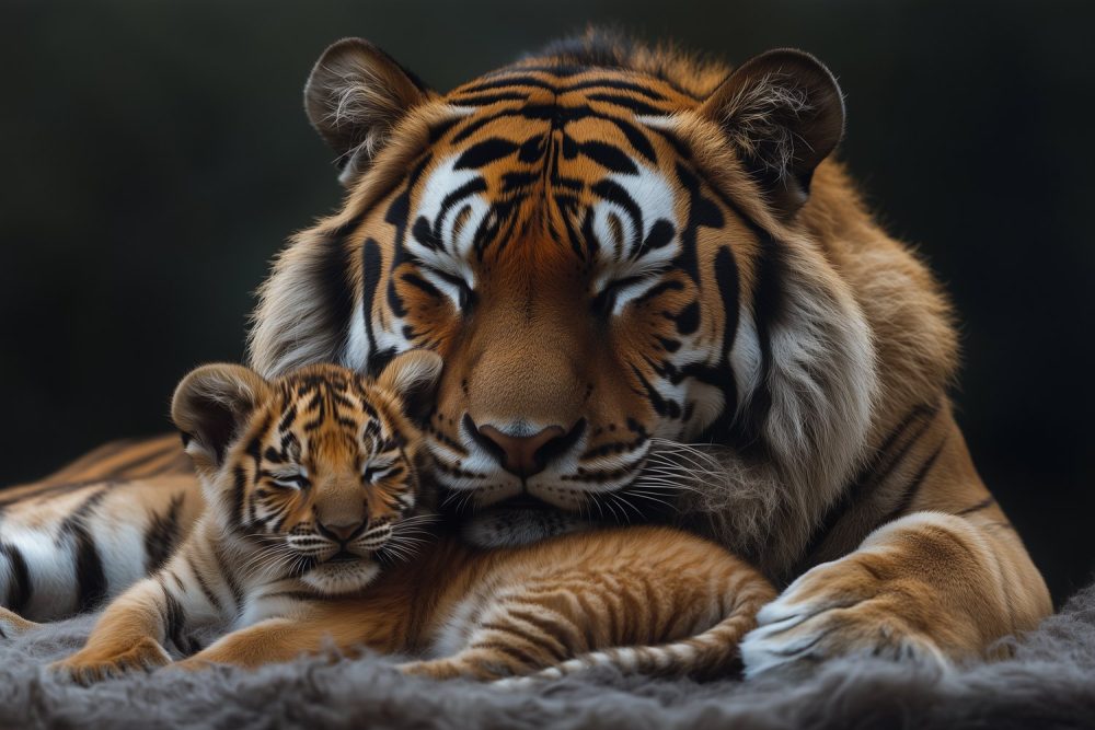 Tijger Moeder en Welp behang