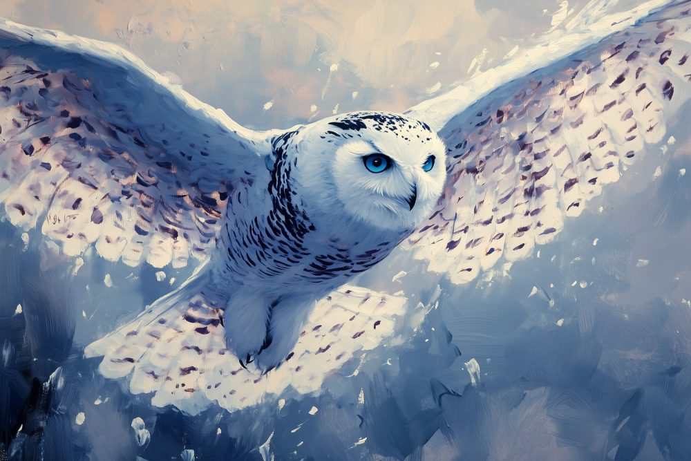 Majestueuze witte uilvlucht behang