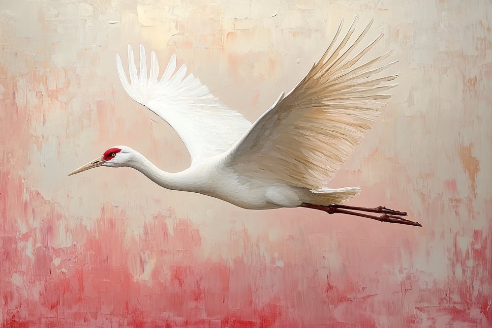 Rode Kroonkraanvogel in Vlucht behang