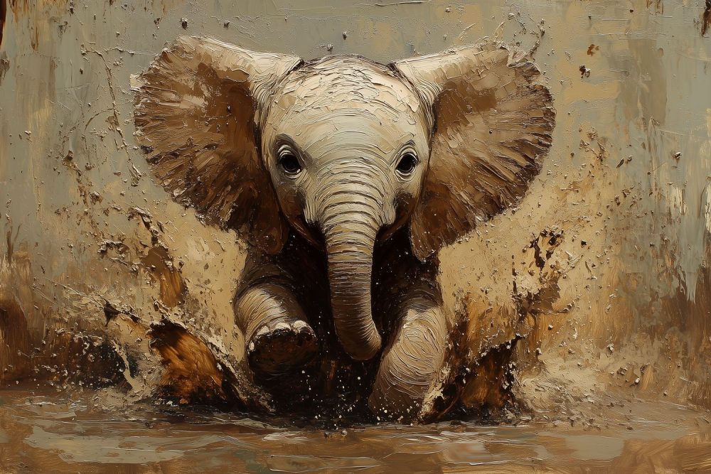 Modderbad Olifantenjong behang