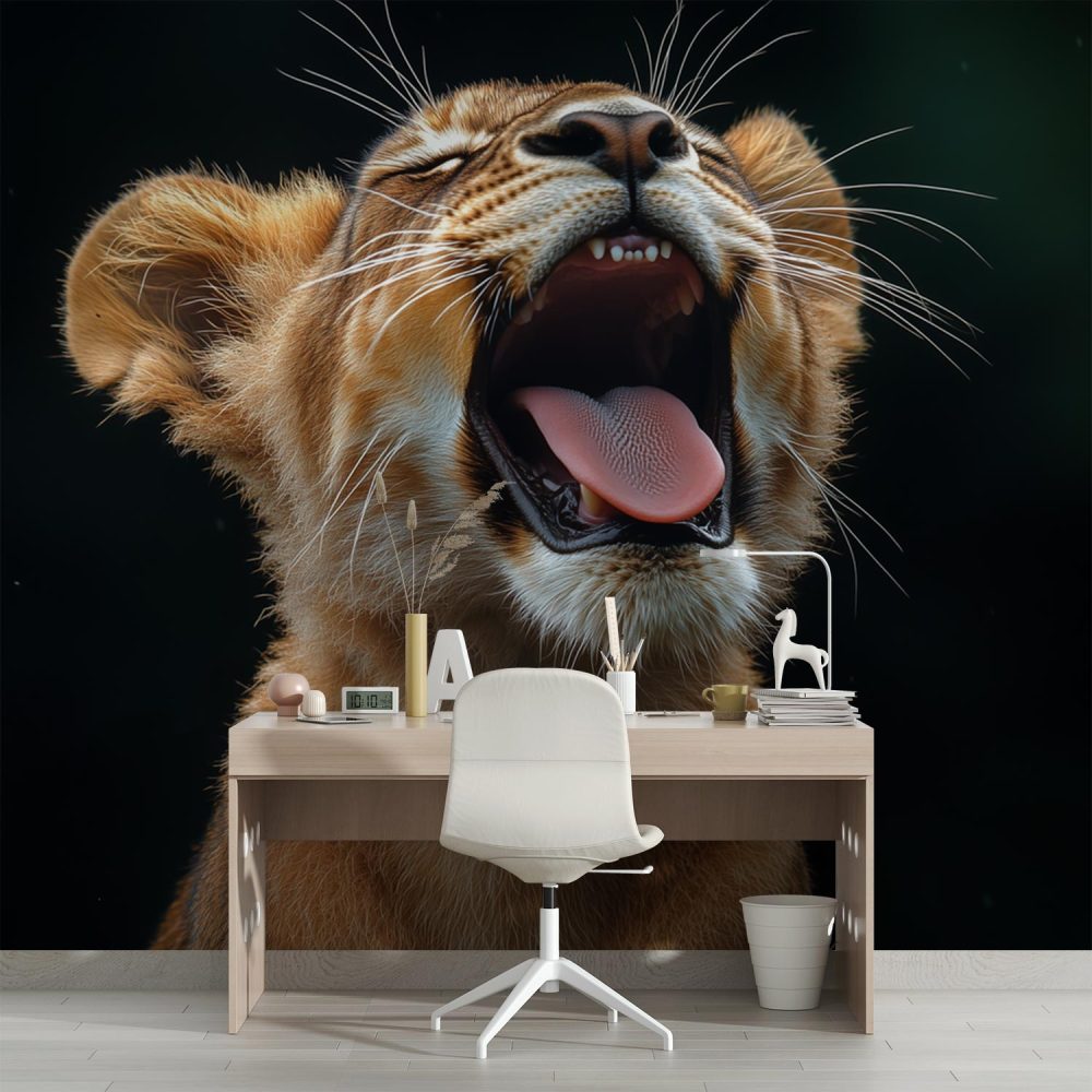 Alternative view of Intense leeuwin brult krachtig behang