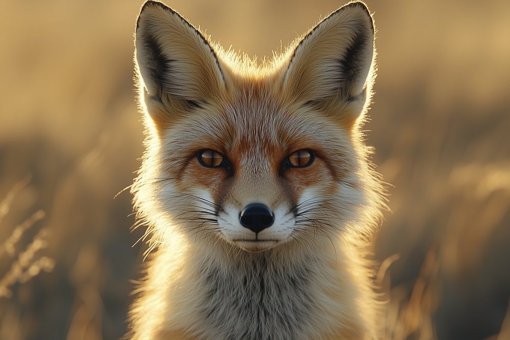 Gouden zonsondergang vos behang