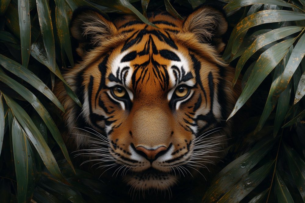 Tijger in groen mysterie behang