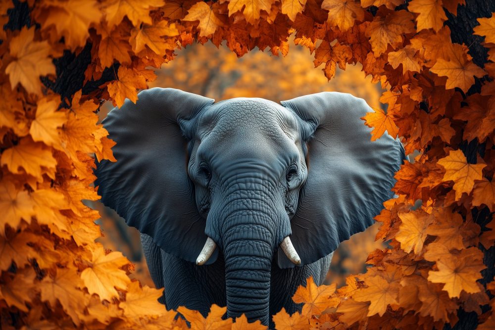 Majestueuze olifant in herfst behang