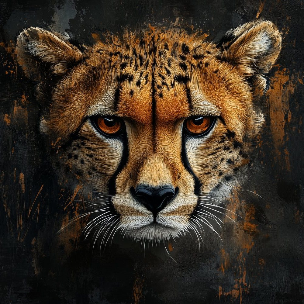 Intense cheetah portret close-up behang