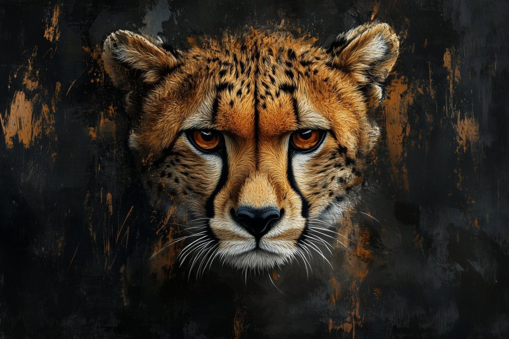 Intense cheetah portret close-up behang