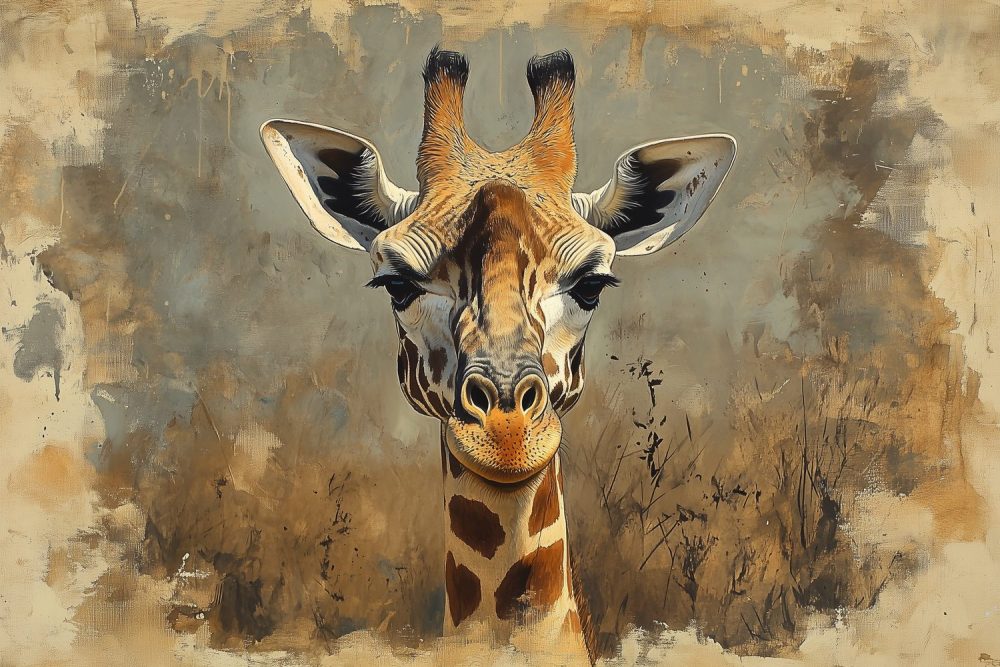 Realistische giraf natuurportret behang