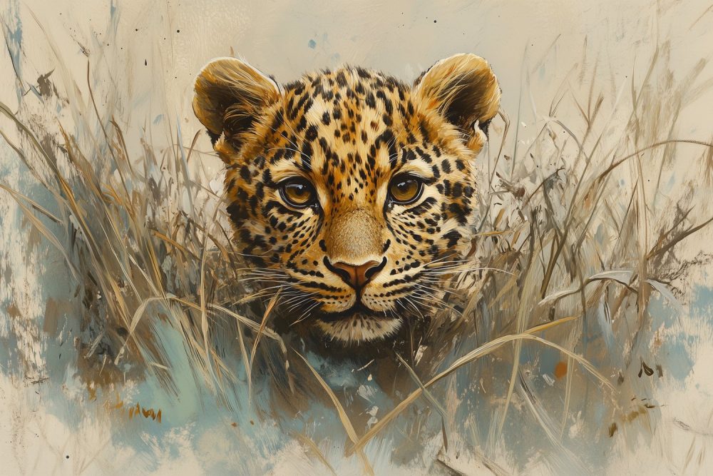 Realistisch luipaard portret behang