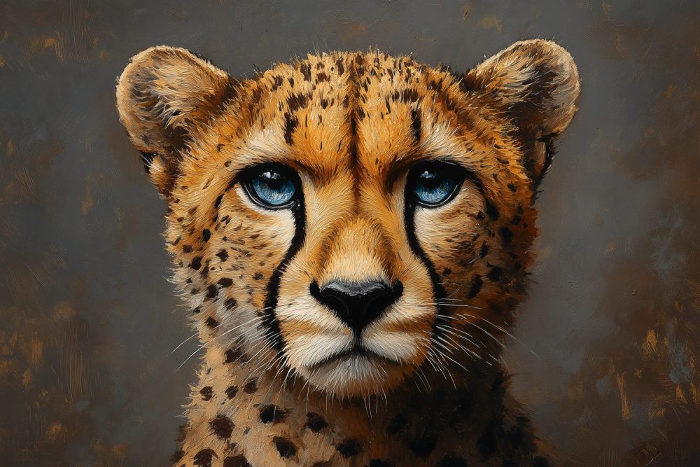 Majestueuze blauwogige jachtluipaard behang