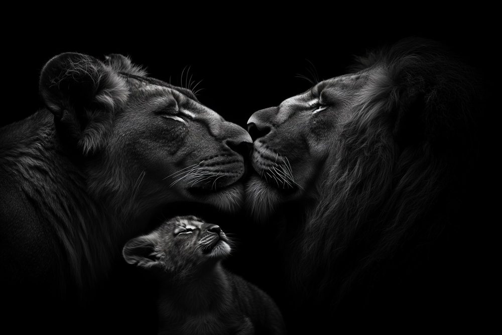 Moederleeuw en welpen behang