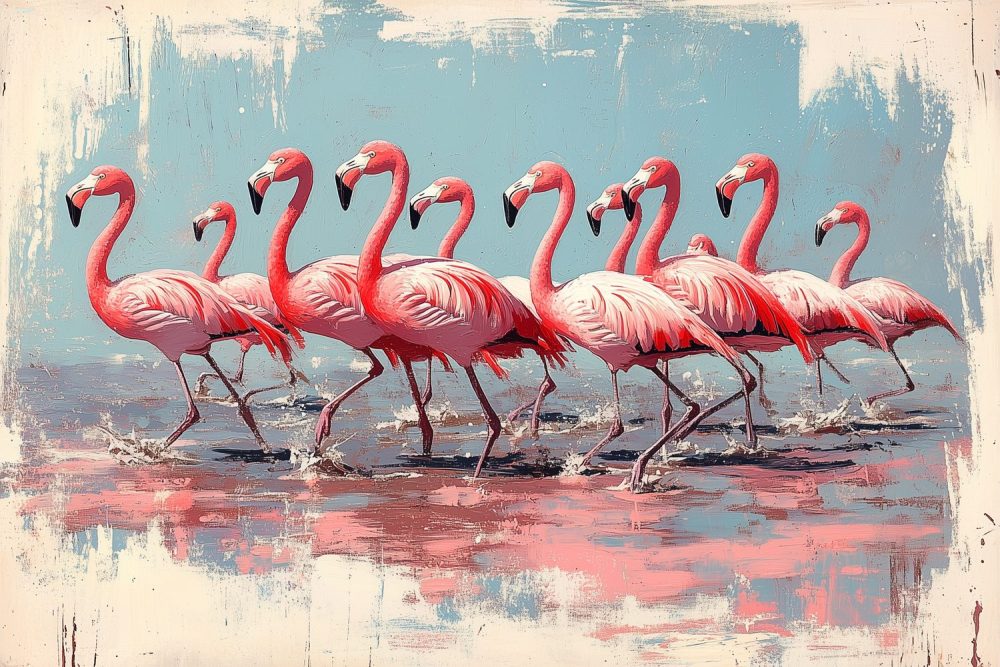 Roze Flamingo’s in Water behang