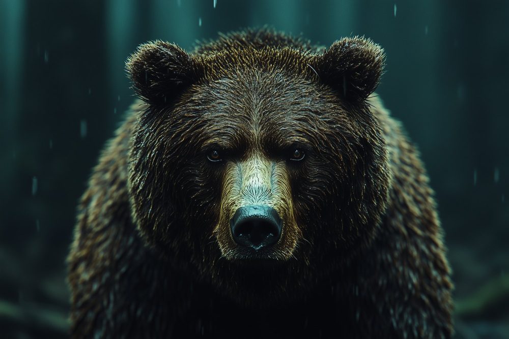 Majestueuze natte bruine beer behang