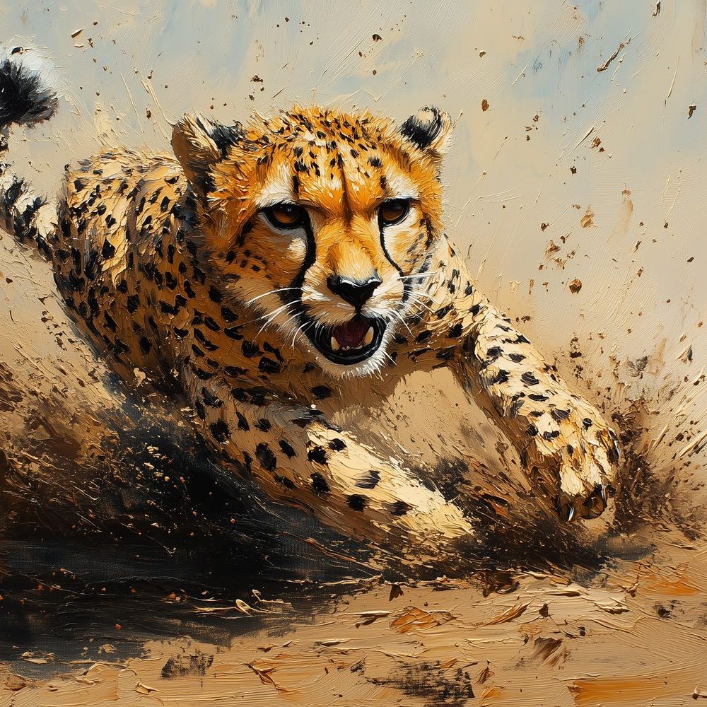 Snel rennende cheeta behang