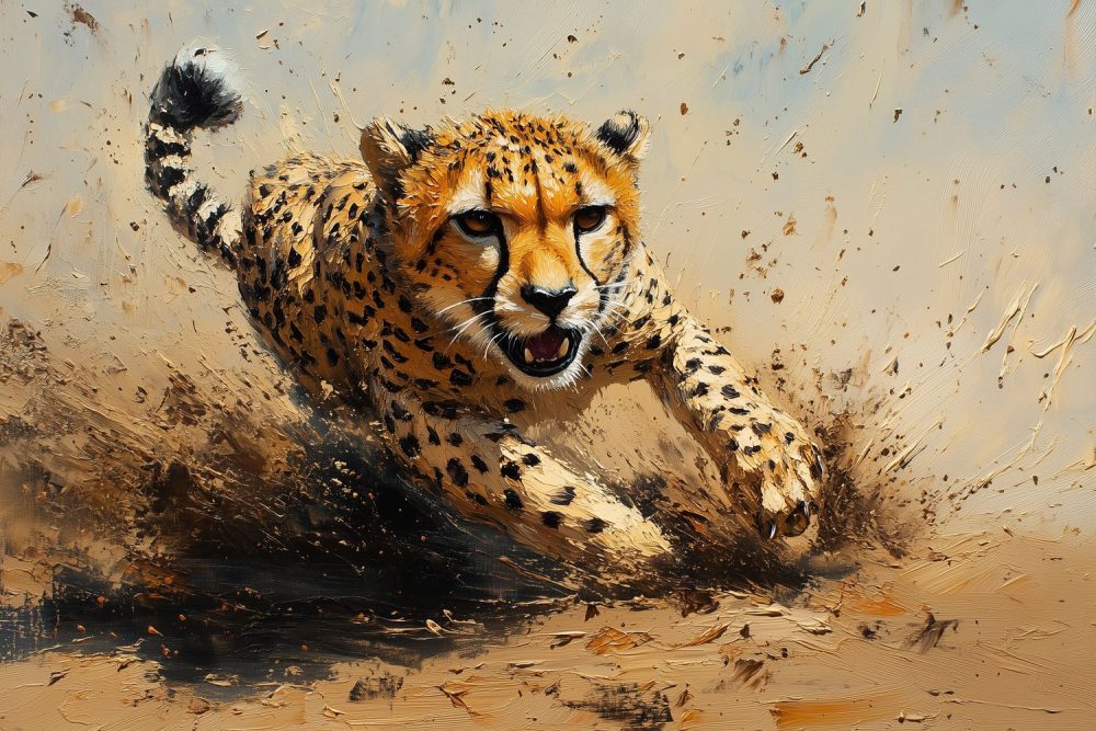 Snel rennende cheeta behang