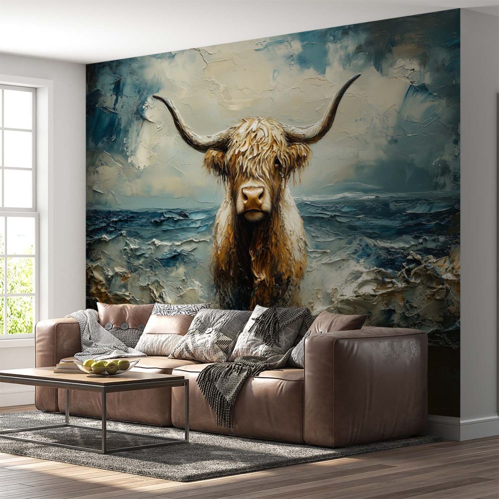 Alternative view of Machtige Stier in Storm behang