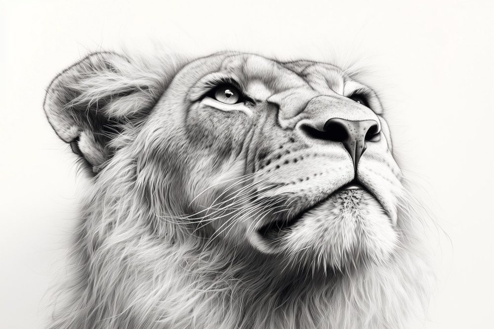 Majestueuze Zwart-Witte Leeuw behang