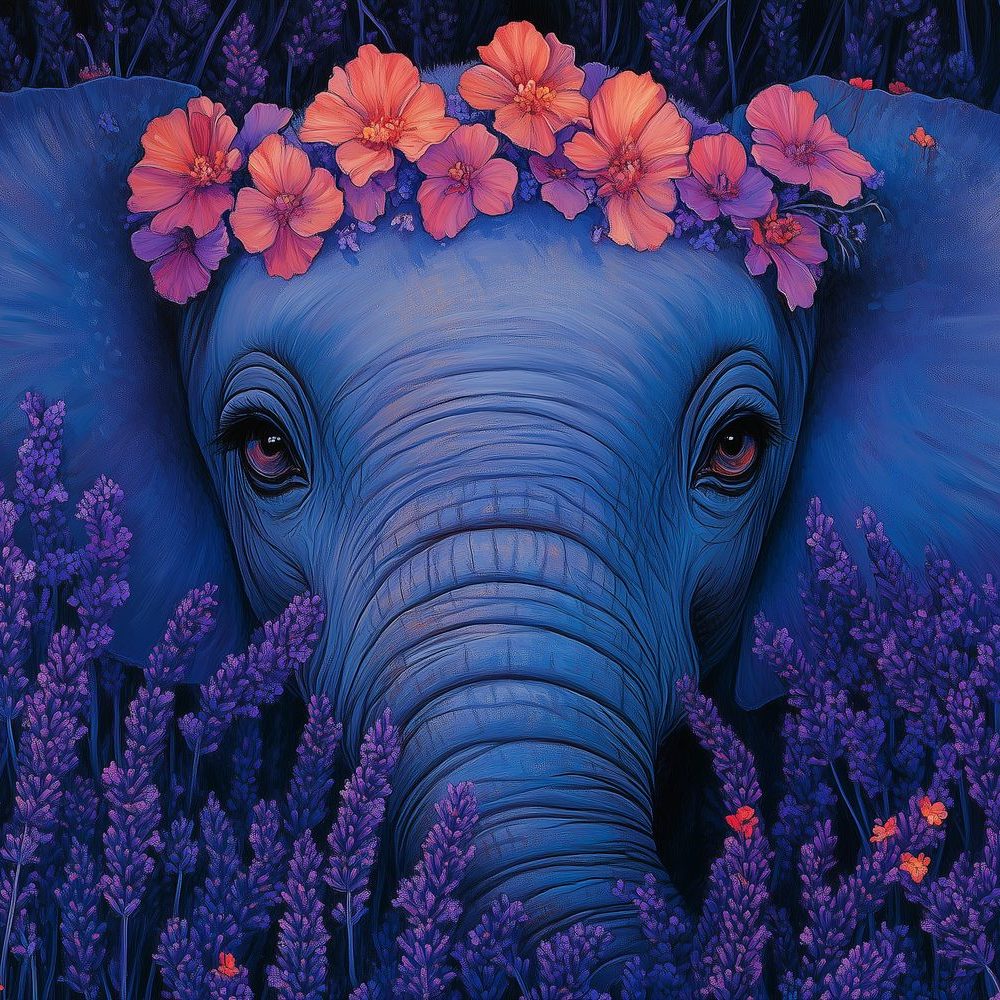 Gekroonde Blauwe Olifant behang