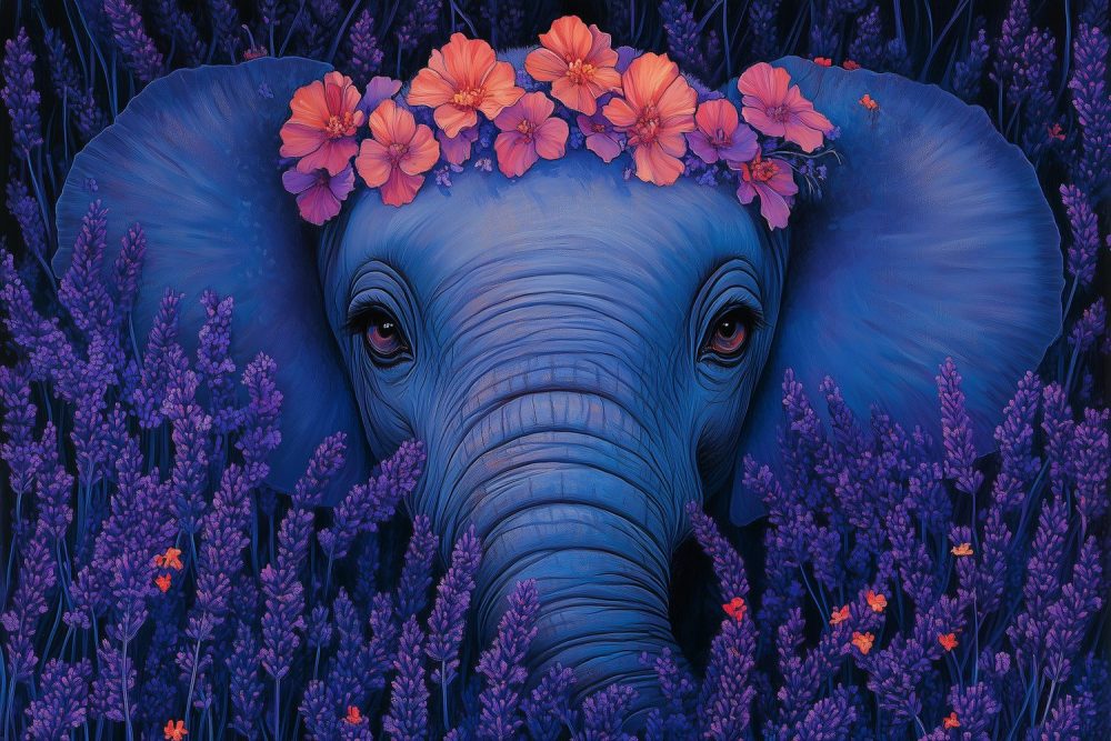 Gekroonde Blauwe Olifant behang