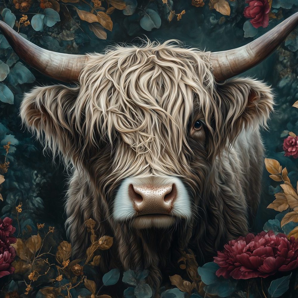 Boskoe met bloemenkrans behang