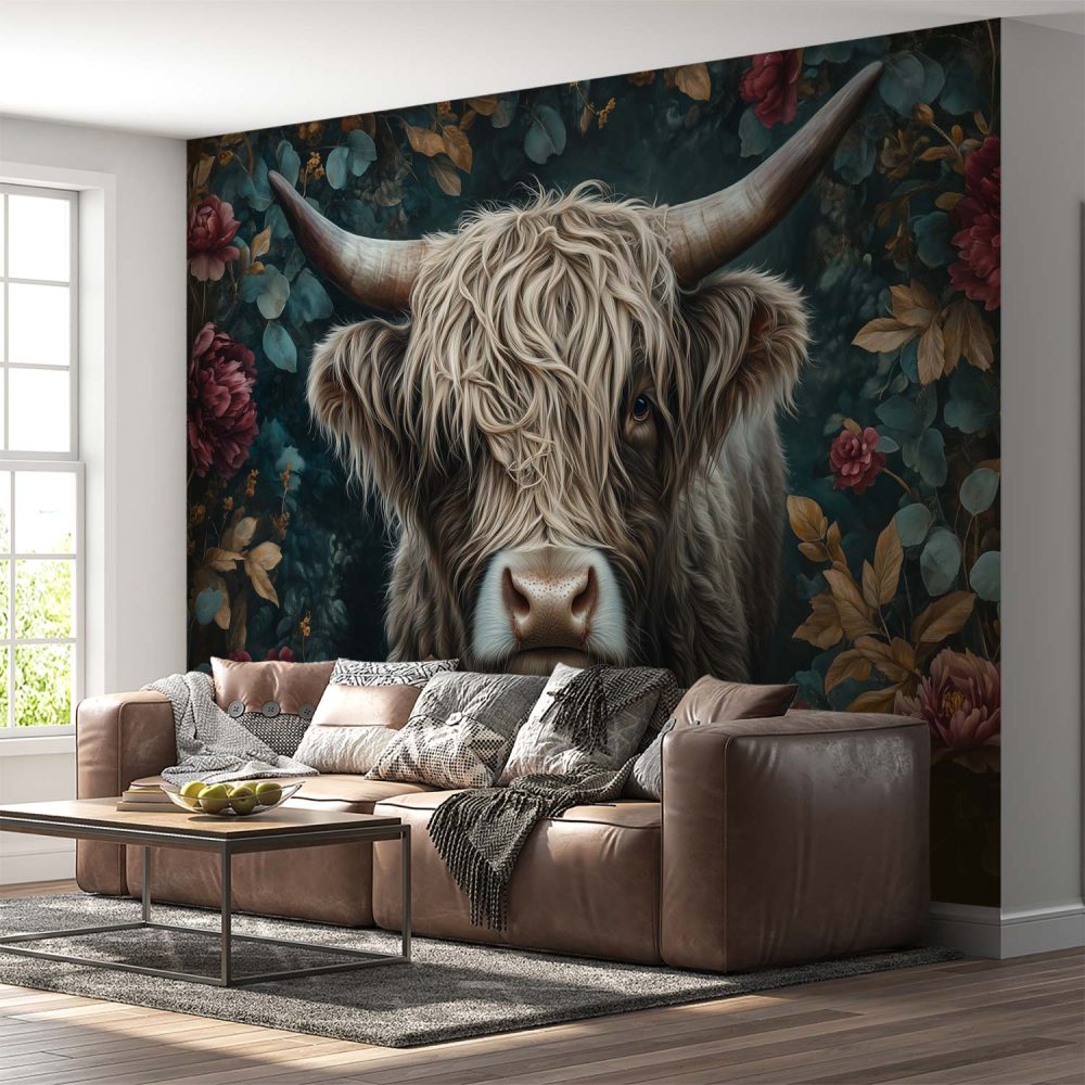 Alternative view of Boskoe met bloemenkrans behang