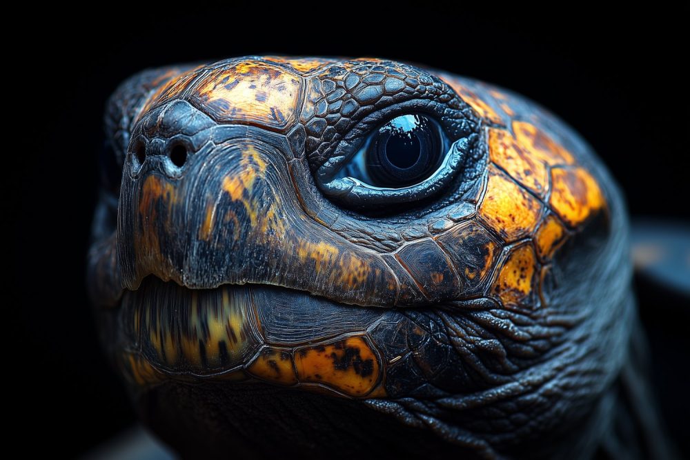 Intrigerende schildpad close-up behang