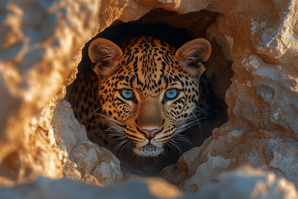 Mysterieuze Luipaard in Rots behang