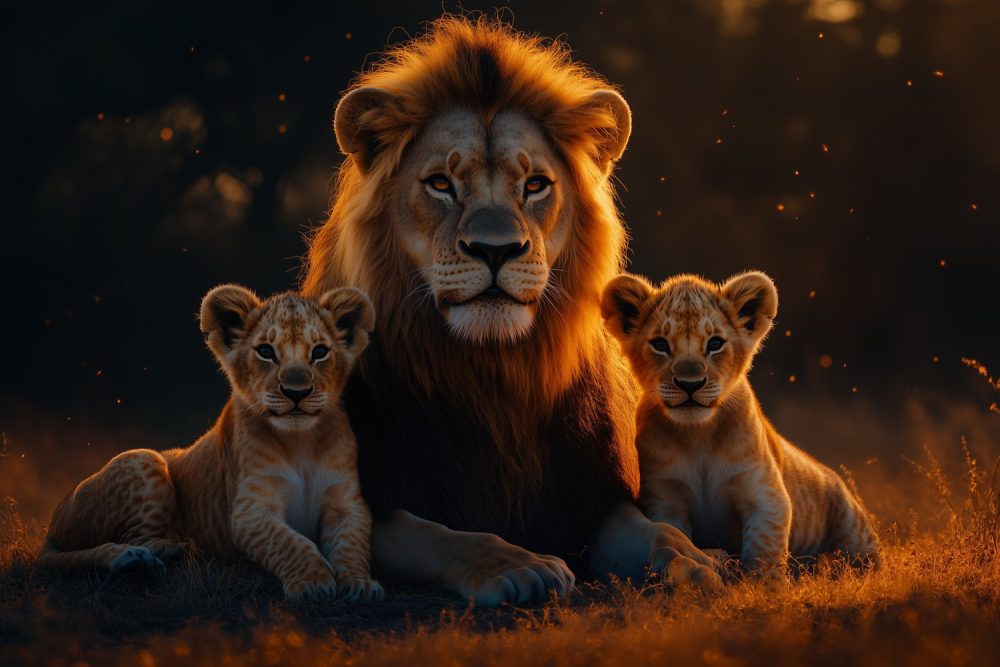 Koninklijke leeuwenfamilie behang