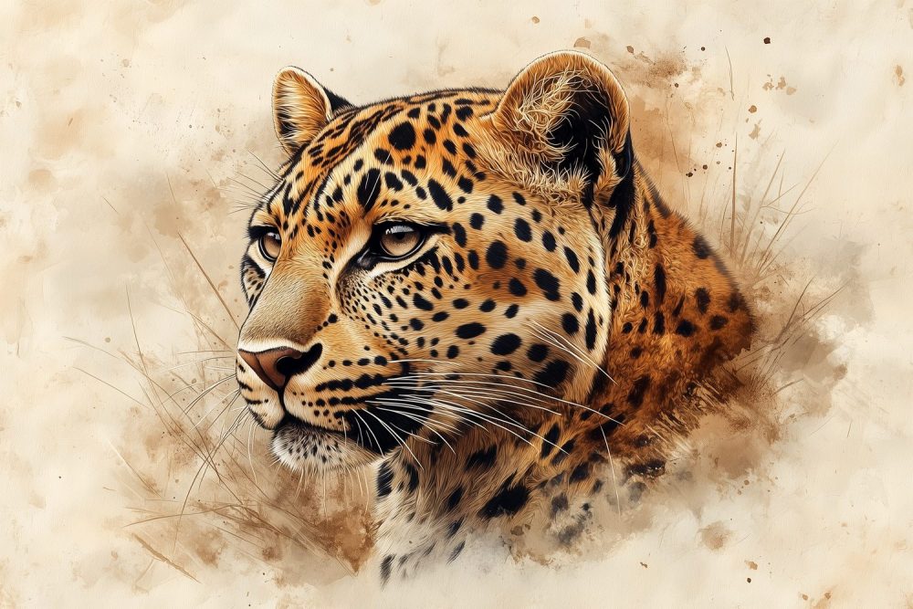 Intieme luipaardportret behang