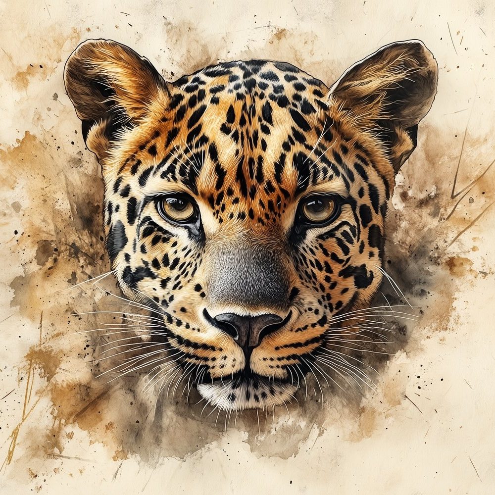 Intens luipaard portret close-up behang