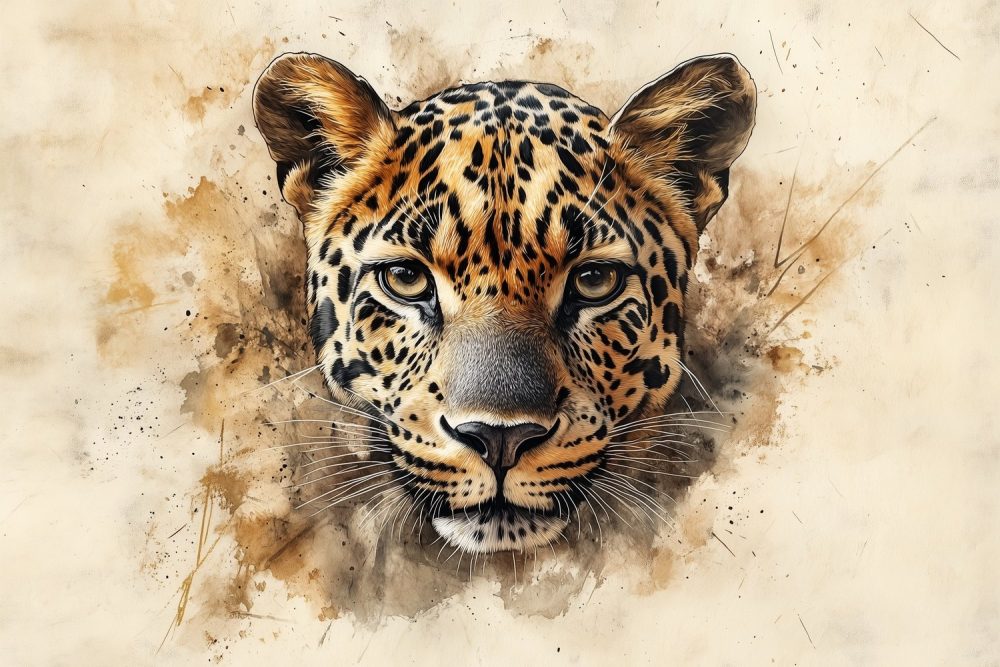 Intens luipaard portret close-up behang