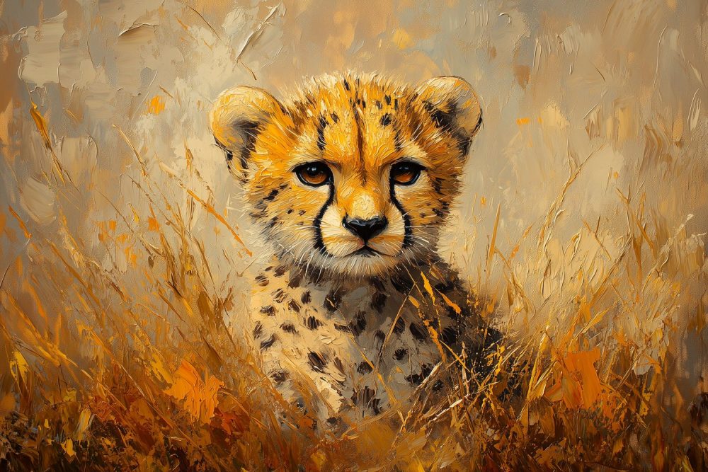 Gouden Jachtluipaard in Gras behang