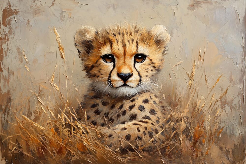 Impressionistische jonge cheeta behang