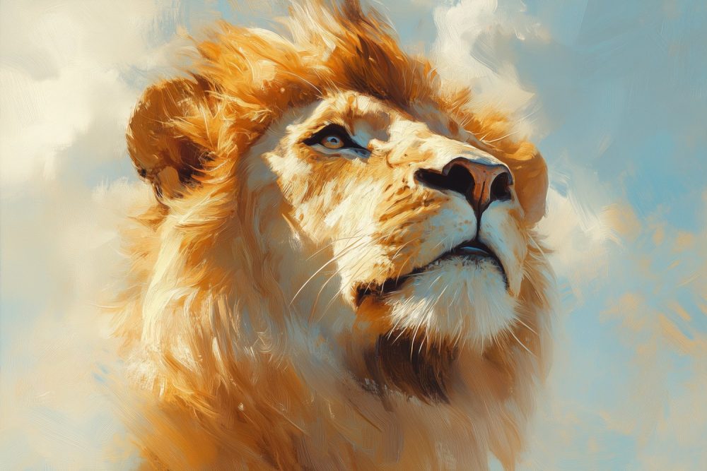 Majestueuze gouden leeuw behang