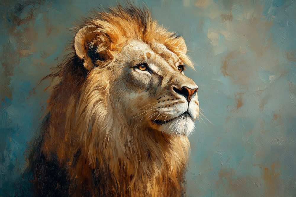 Majestueuze gouden leeuw behang