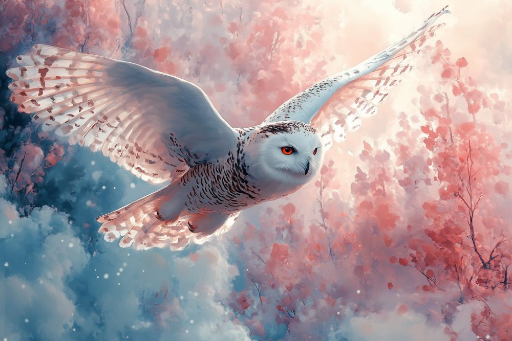 Betoverende Uil in Vlug behang