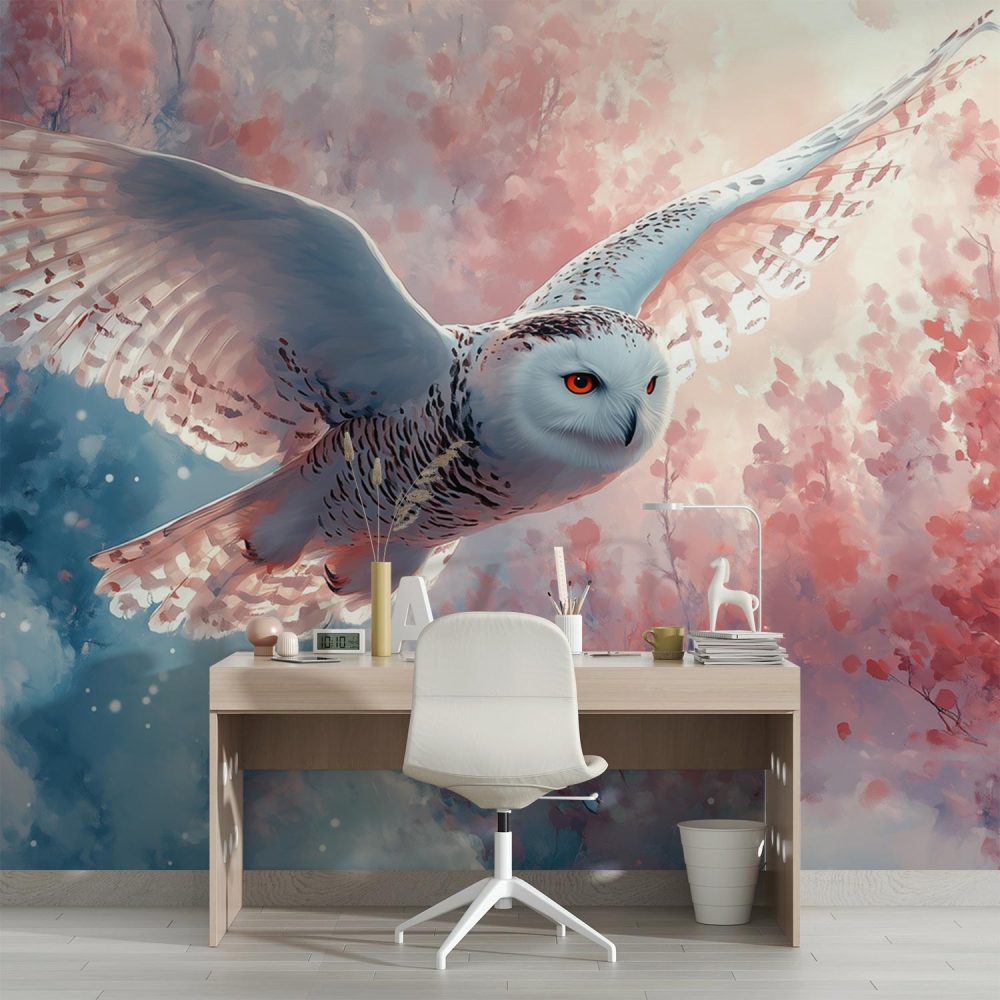 Alternative view of Betoverende Uil in Vlug behang