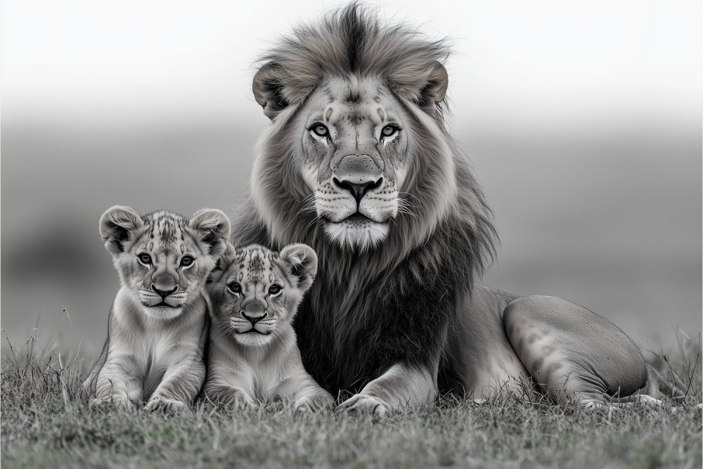 Majestueuze leeuw met welpen behang
