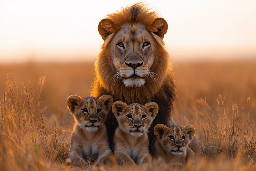 Majestueuze leeuw met welpen behang