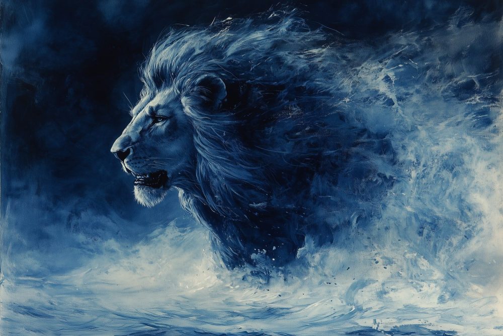 Machtige Leeuw Watercharge behang