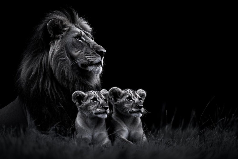 Majestueuze leeuw met welpen behang