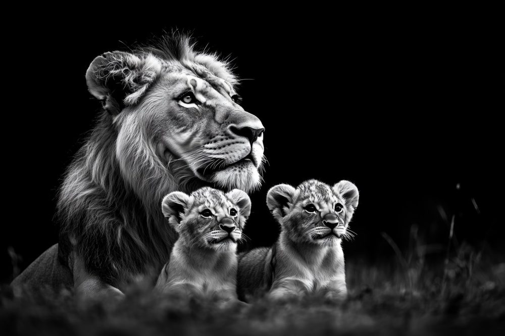 Majestueuze leeuw met welpen behang