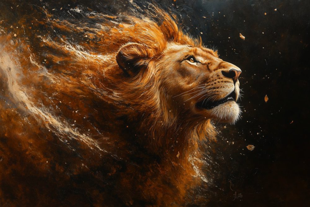 Majestueuze Leeuw in Wind behang