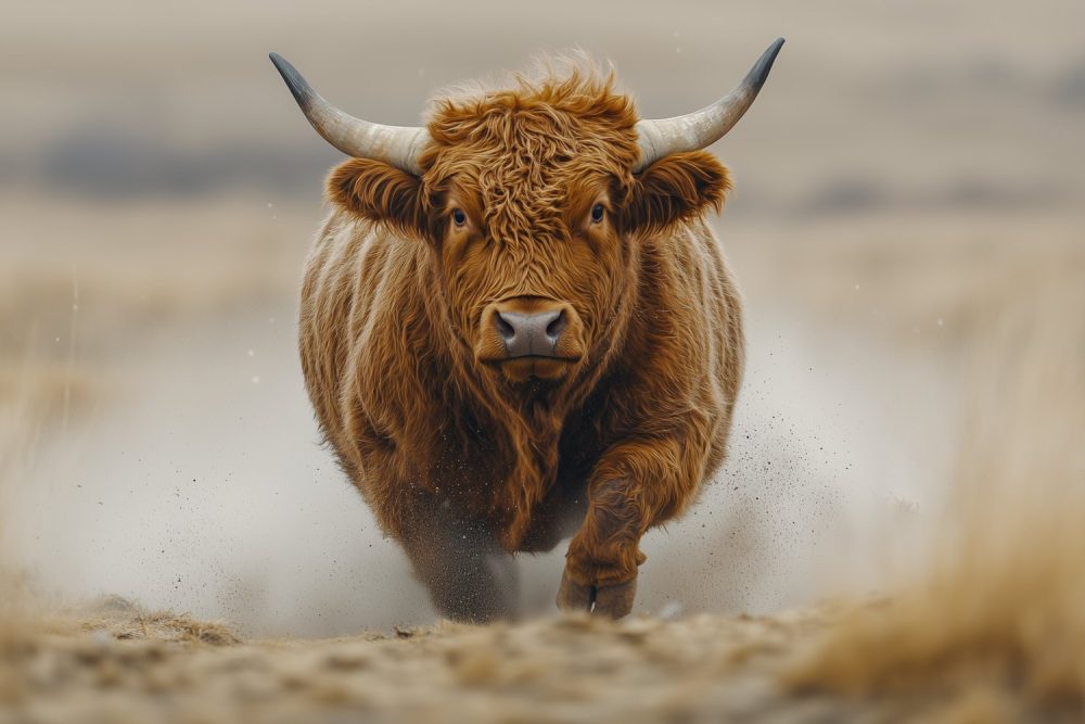 Dynamische rennende koe behang