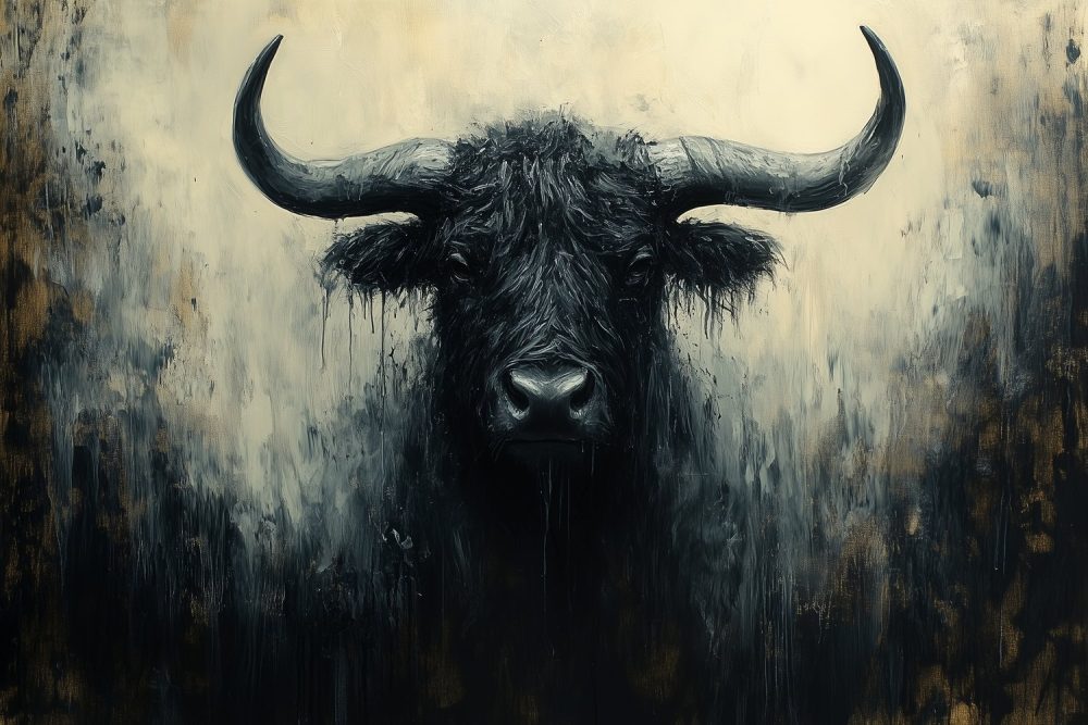 Krachtige Zwarte Stier behang