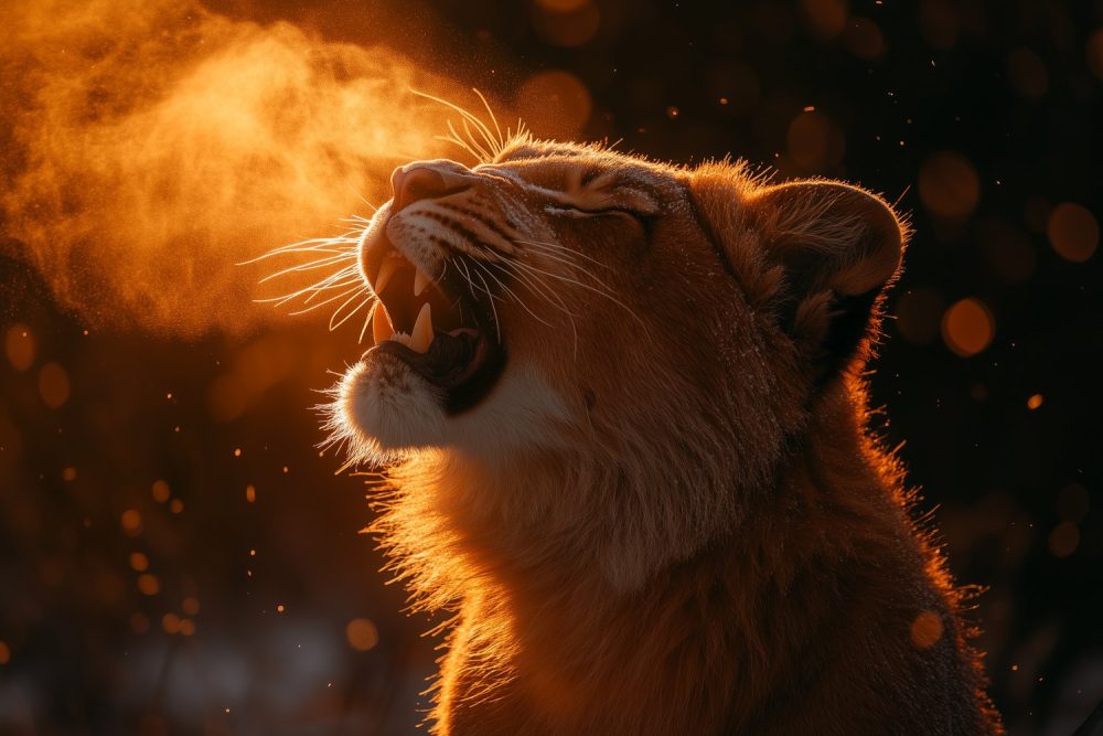 Majestueuze brullende tijger behang