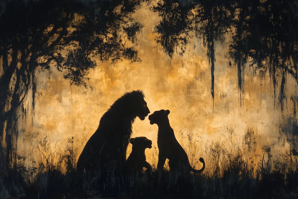 Majestueuze Drietal Wildkatten behang