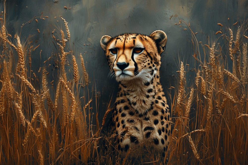 Cheetah in rustig grasveld behang