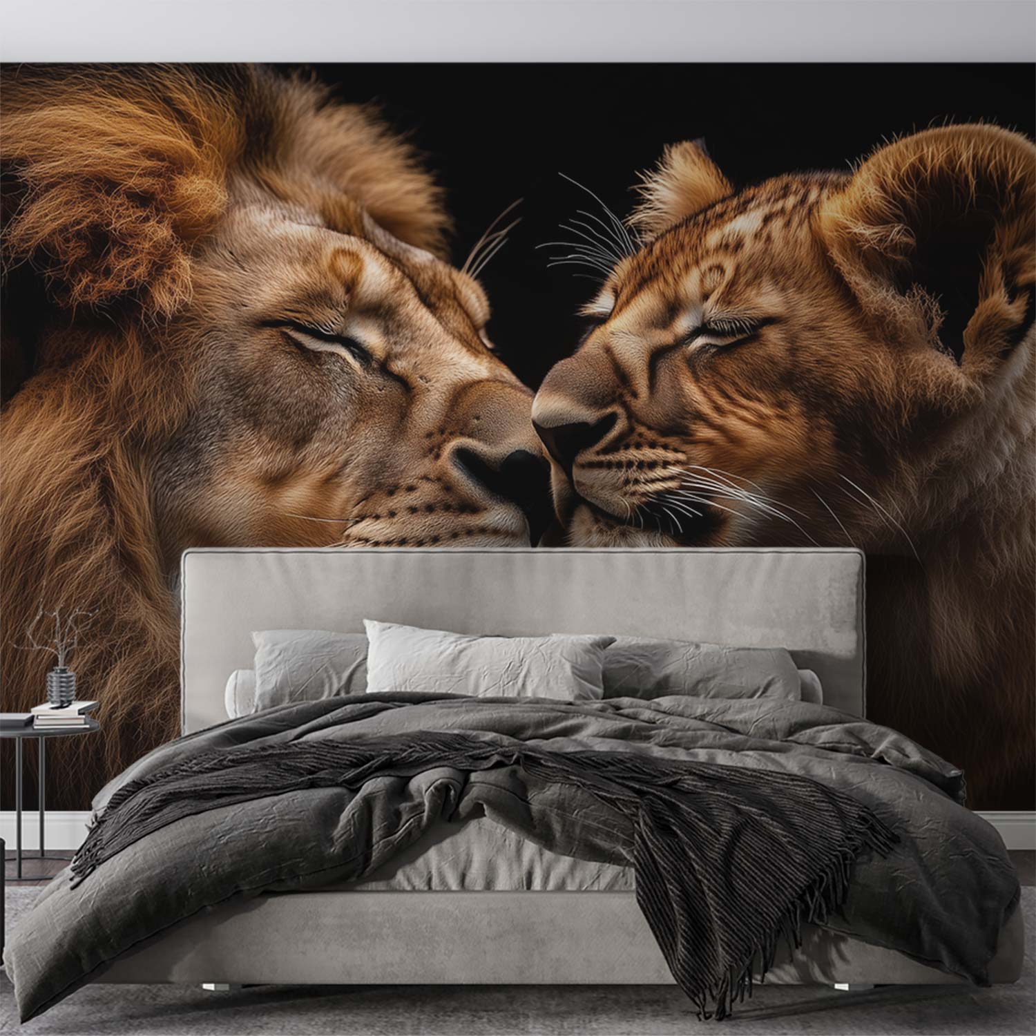 Liefdevolle leeuwenmoeder en welp behang - Afbeelding 4